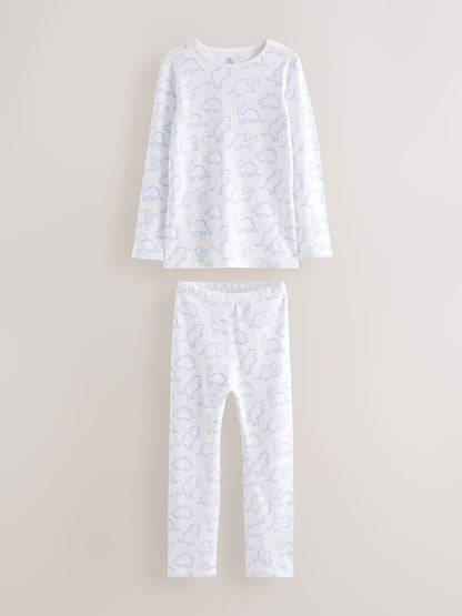 Blue Dinosaur Print Kind to Skin Pyjamas 2 Pack (9mths-12yrs) image 4