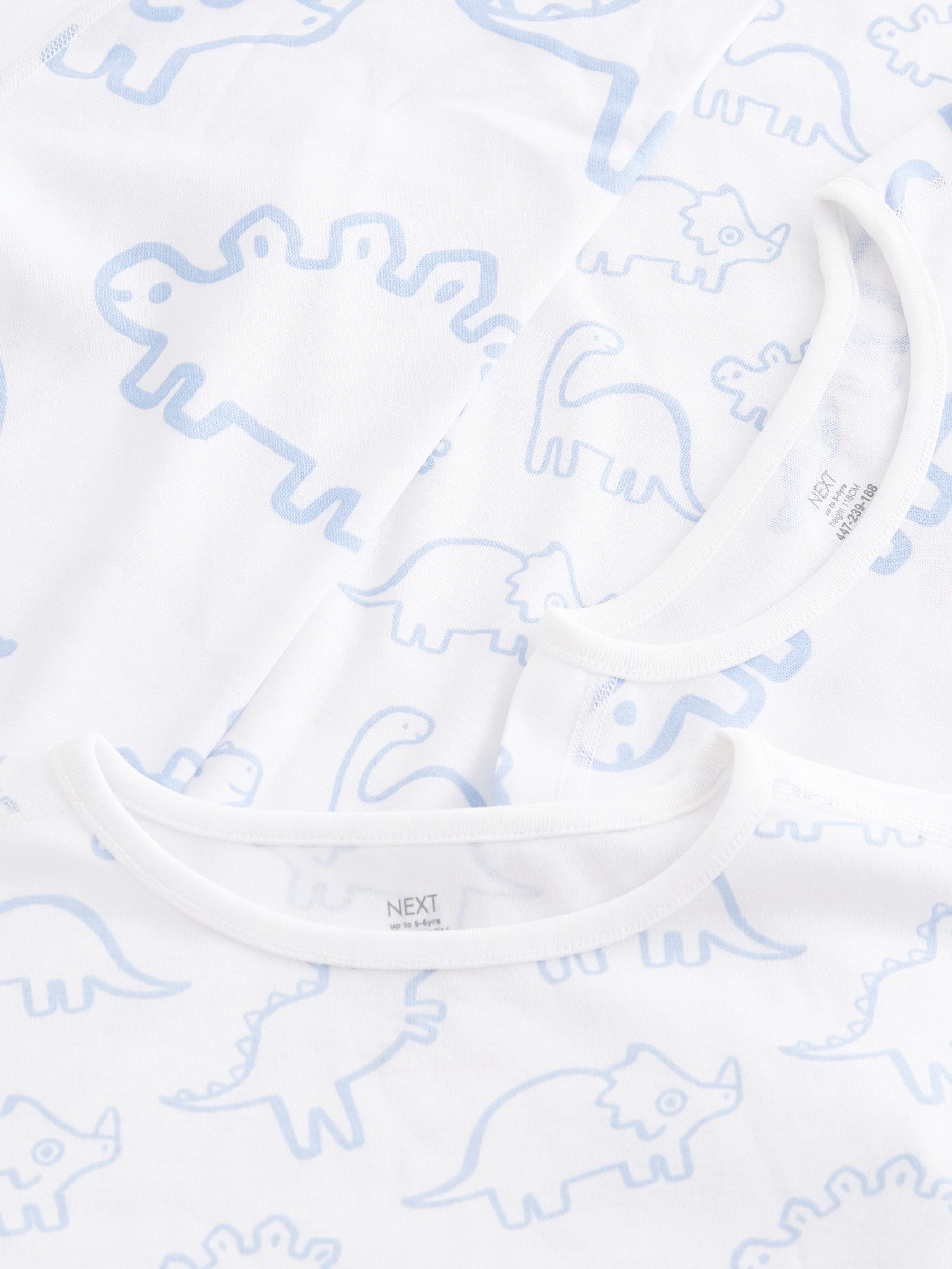 Blue Dinosaur Print Kind to Skin Pyjamas 2 Pack (9mths-12yrs) image 6