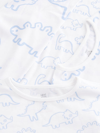 Blue Dinosaur Print Kind to Skin Pyjamas 2 Pack (9mths-12yrs) image 6