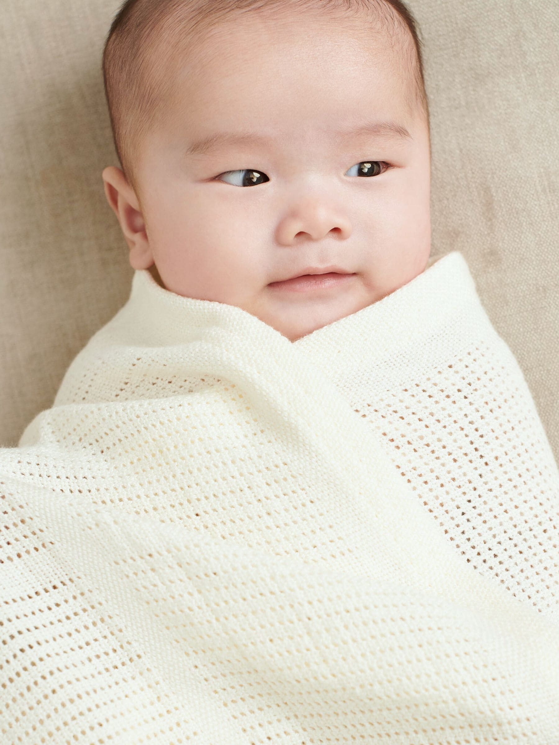 MORI White Blend Cellular Baby Blanket image 1