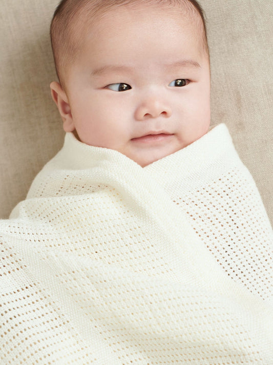 MORI White Blend Cellular Baby Blanket image 1