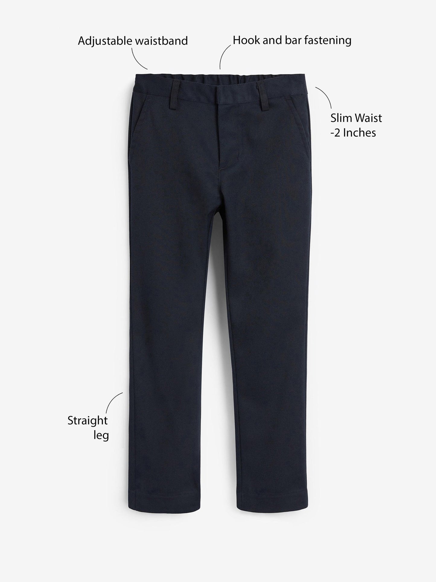 Dsiney Kidz - Navy Regular Waist Slim Leg School Formal Trousers (3-17yrs) image 5