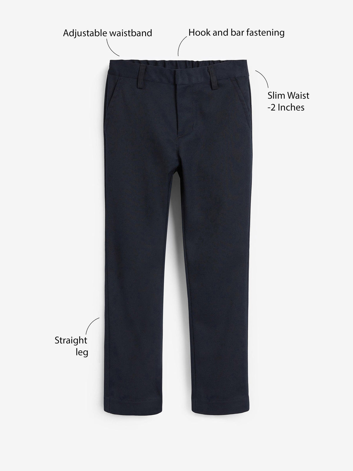 Dsiney Kidz - Navy Regular Waist Slim Leg School Formal Trousers (3-17yrs) image 5
