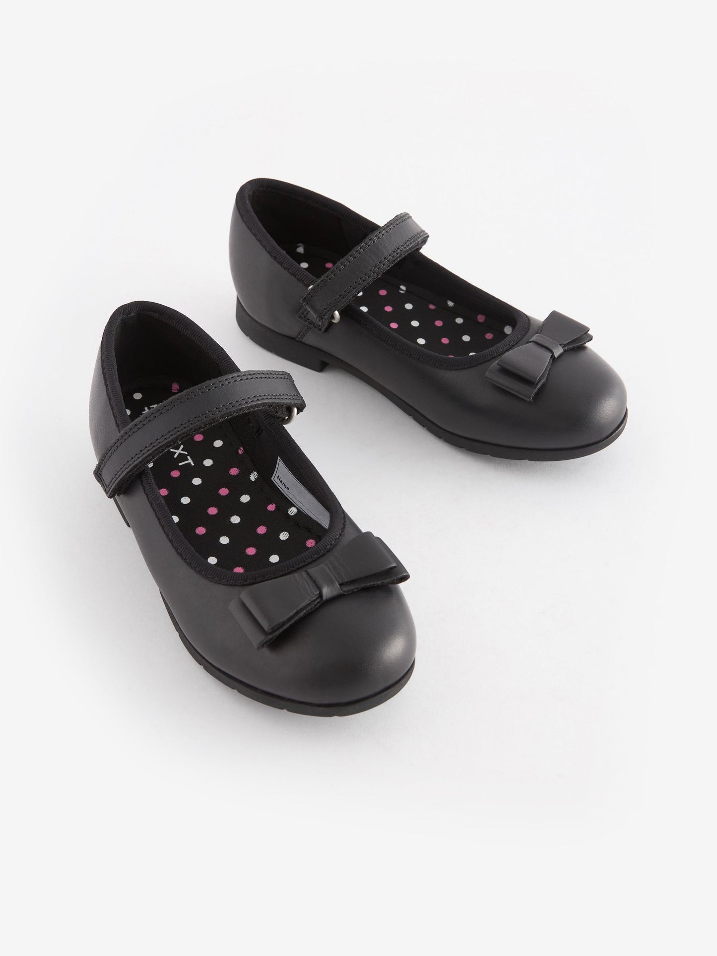 Black Matt Standard Fit (F) School Leather Bow Mary Jane Shoes image 2