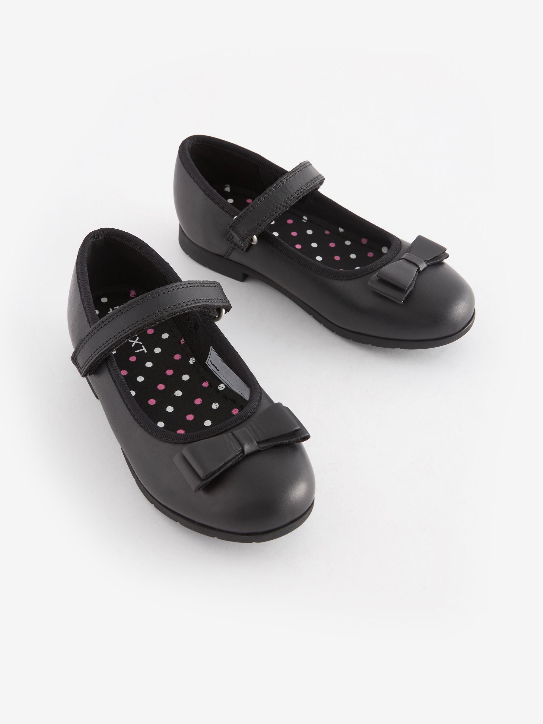 Black Matt Standard Fit (F) School Leather Bow Mary Jane Shoes image 2