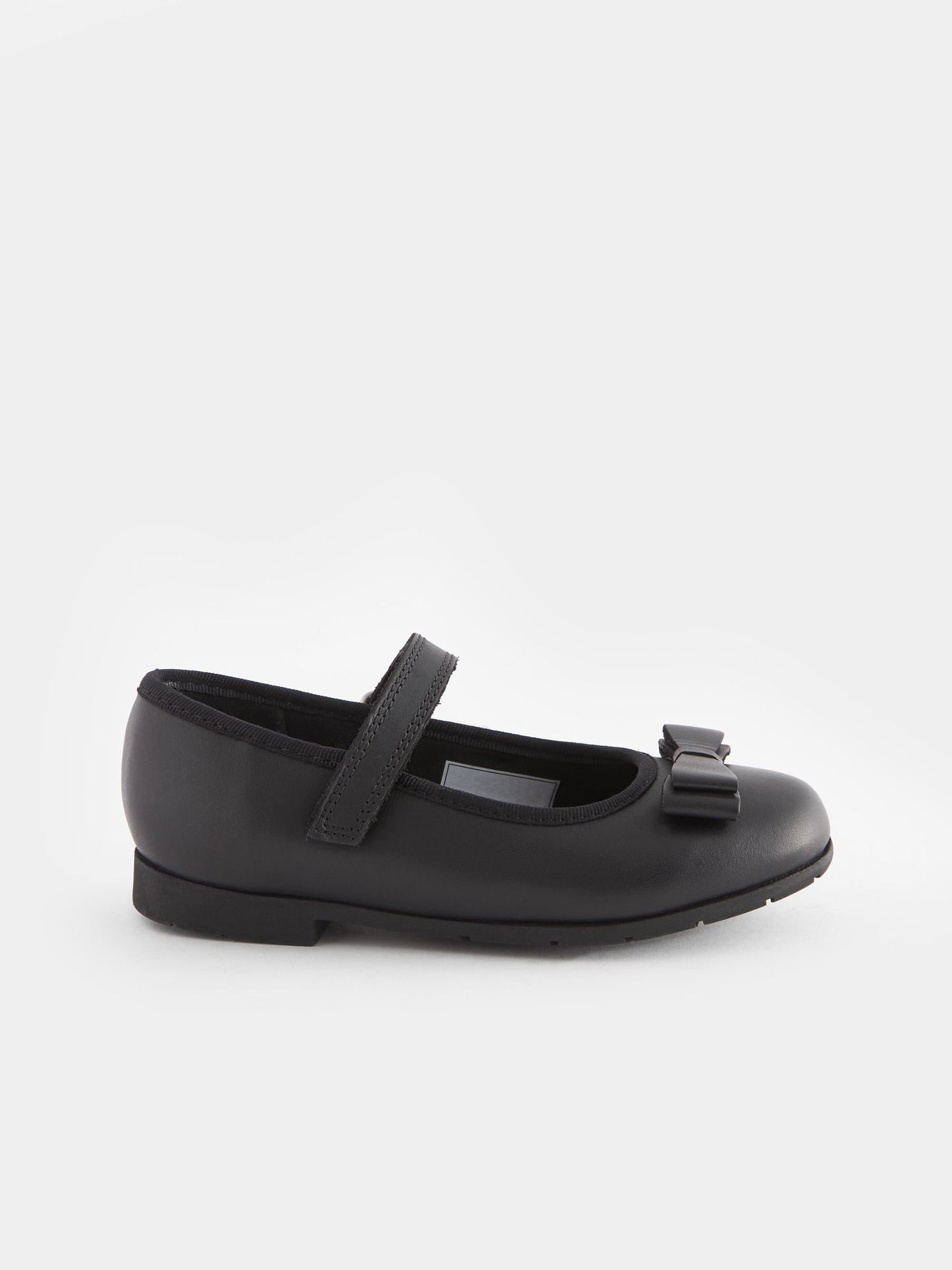 Black Matt Standard Fit (F) School Leather Bow Mary Jane Shoes image 3