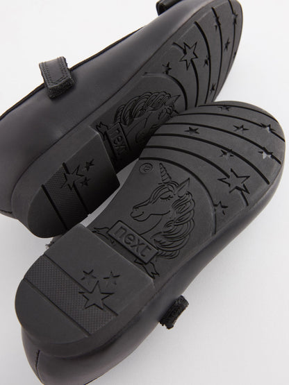 Black Matt Standard Fit (F) School Leather Bow Mary Jane Shoes image 6