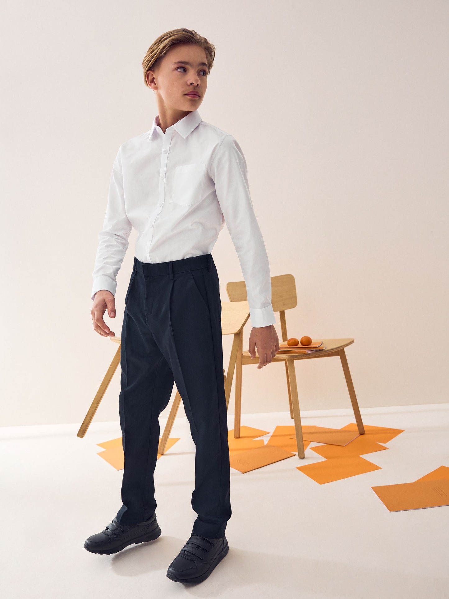 Dsiney Kidz - Navy Regular Waist School Pleat Front Trousers (3-17yrs) image 3