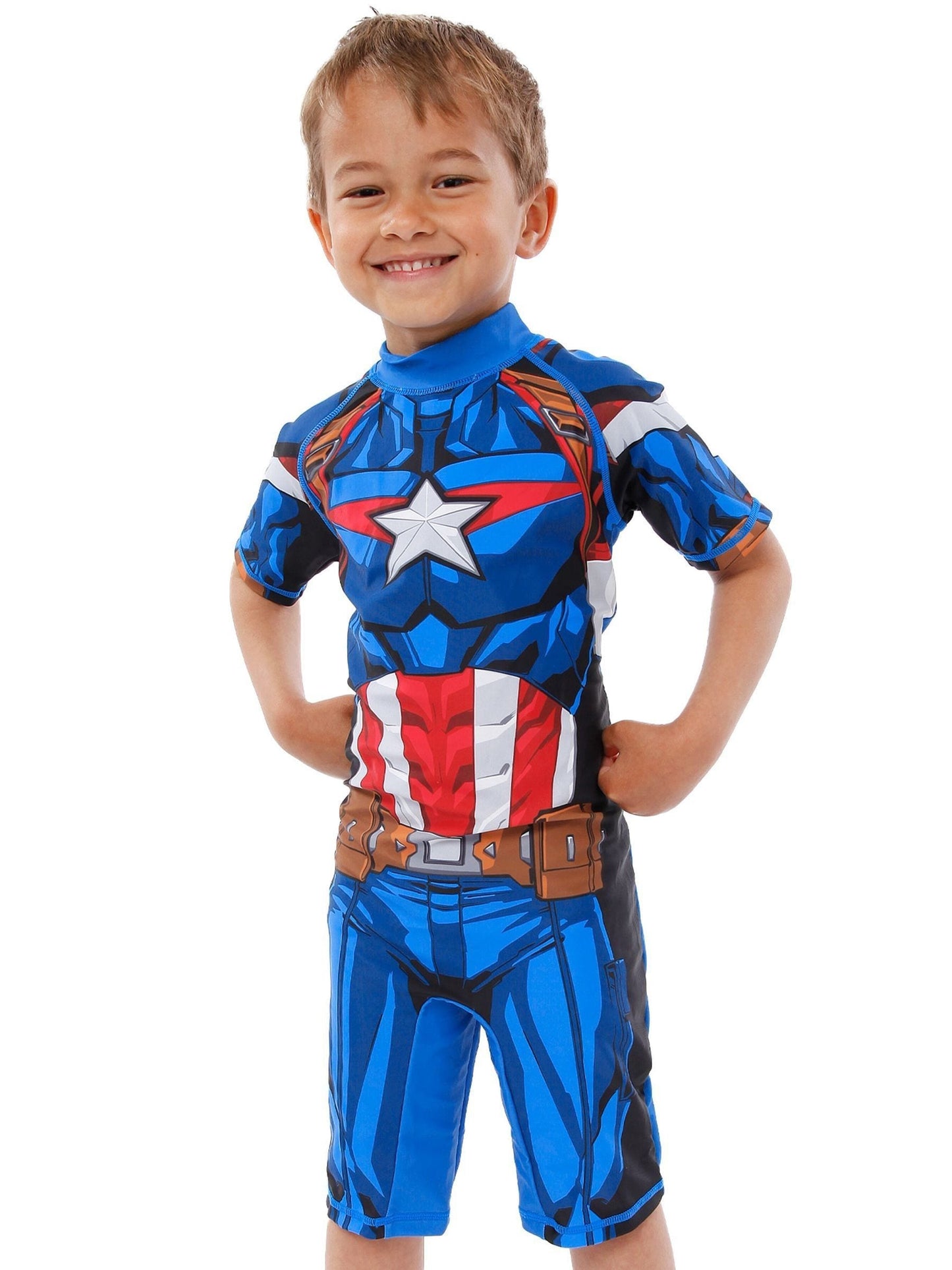 Character Blue White Marvel Avengers Captain America One Piece Swimsuit image 5