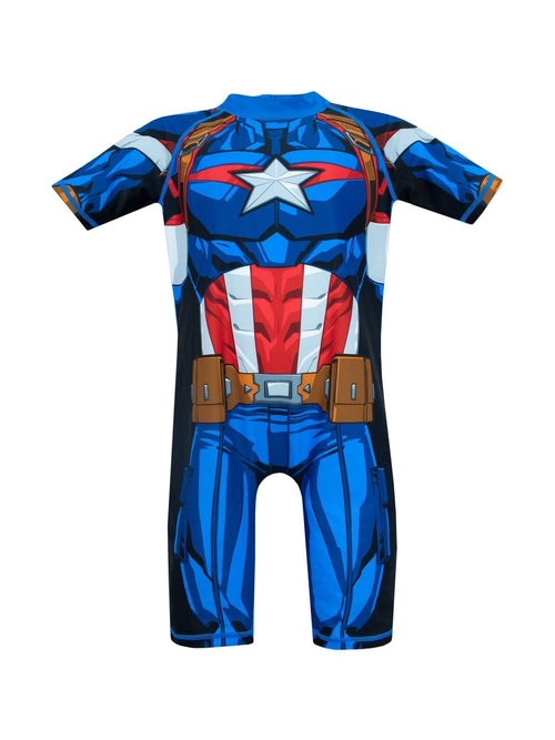 Character Blue White Marvel Avengers Captain America One Piece Swimsuit image 1