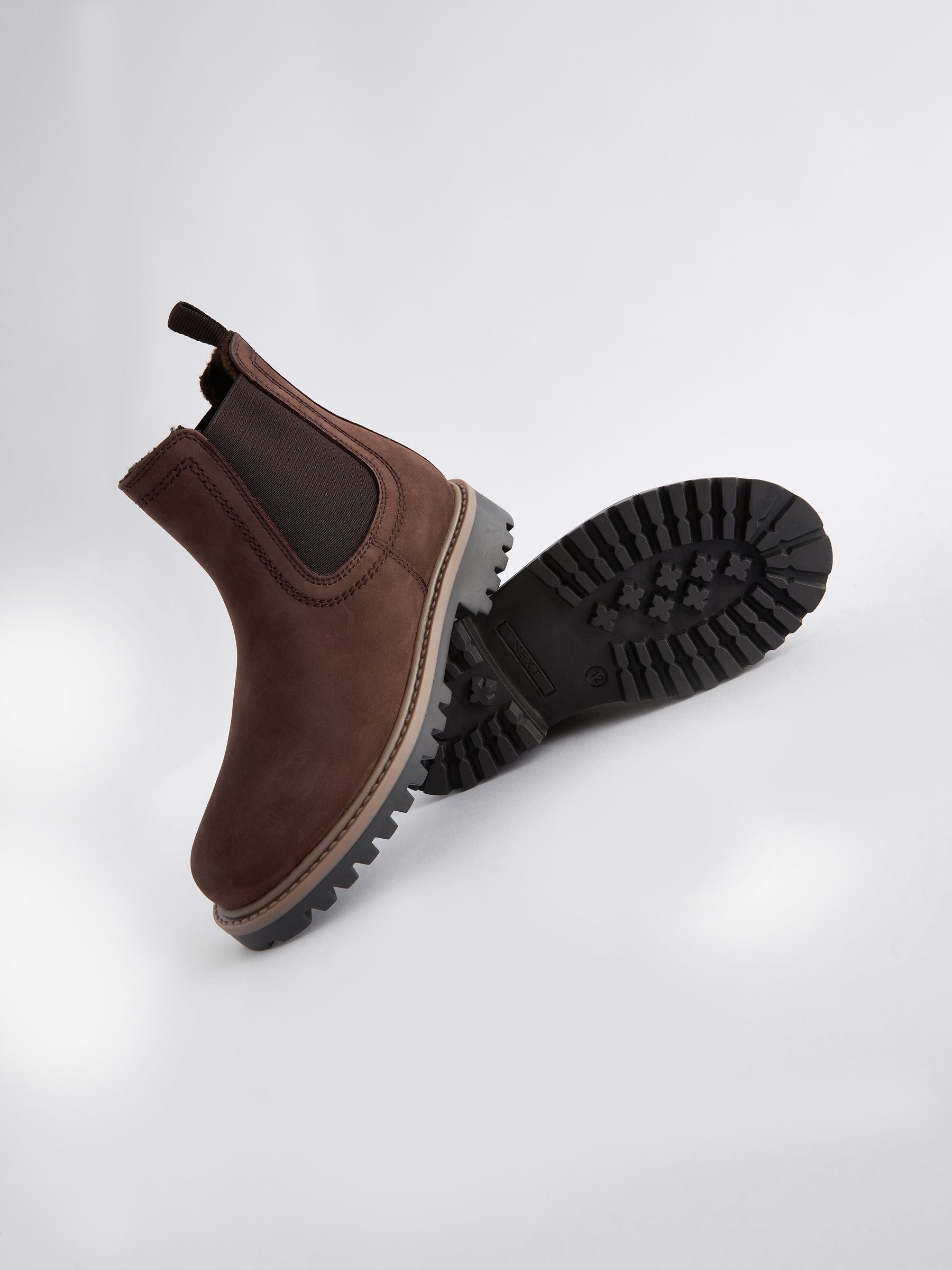 Chocolate Brown Wide Fit (G) Leather Warm Lined Chelsea Boots image 4