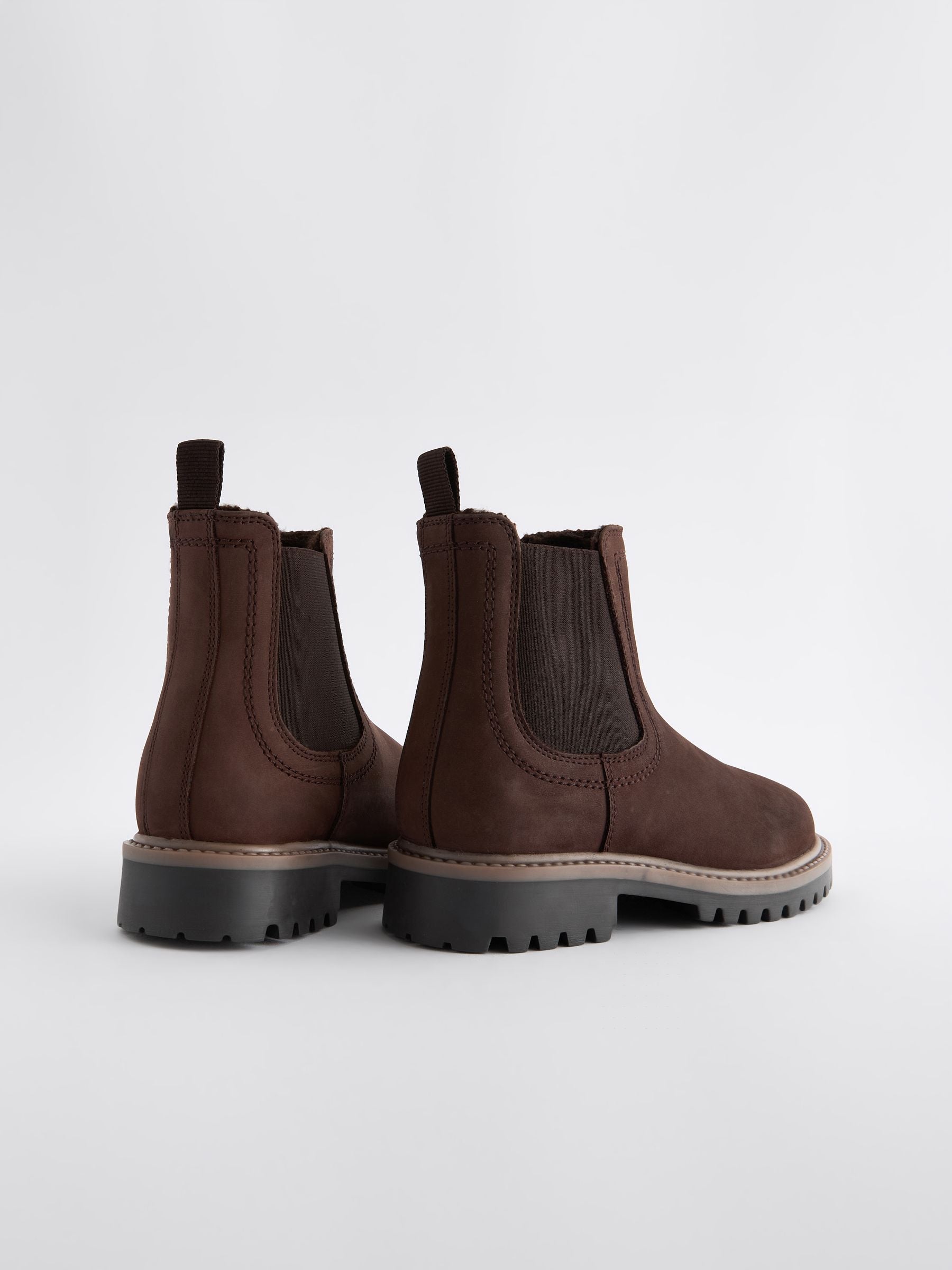 Chocolate Brown Standard Fit (F) Leather Warm Lined Chelsea Boots image 4