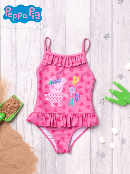 Vanilla Underground Pink Girls Peppa Pig Swimsuit and Towel Poncho Set. image 4