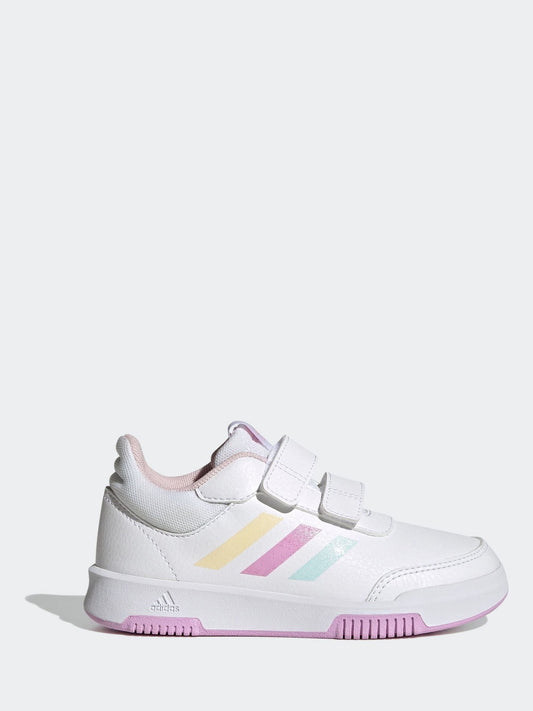 adidas White/Pink Tensaur Hook and Loop Kids Trainers image 1