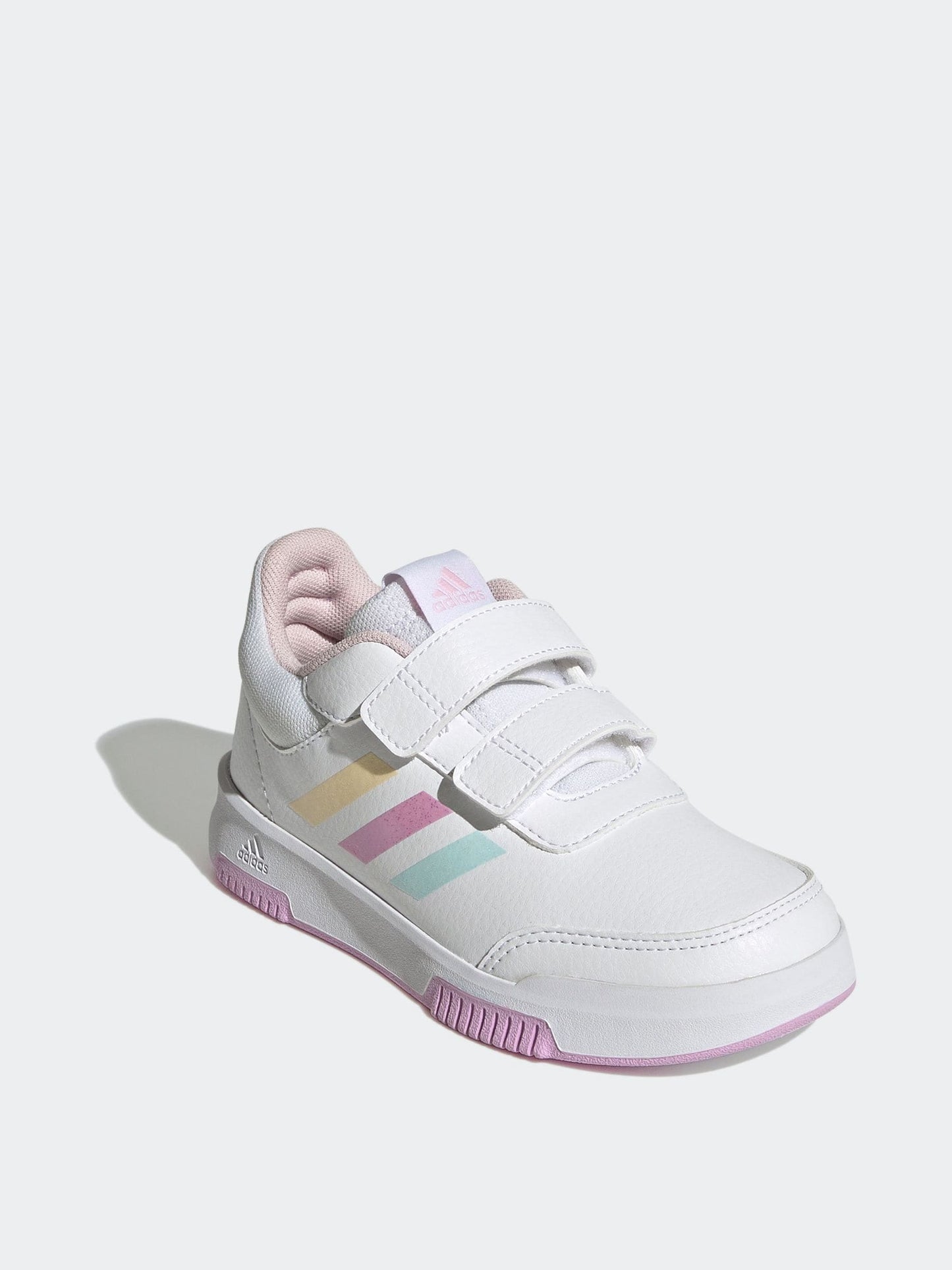 adidas White/Pink Tensaur Hook and Loop Kids Trainers image 2