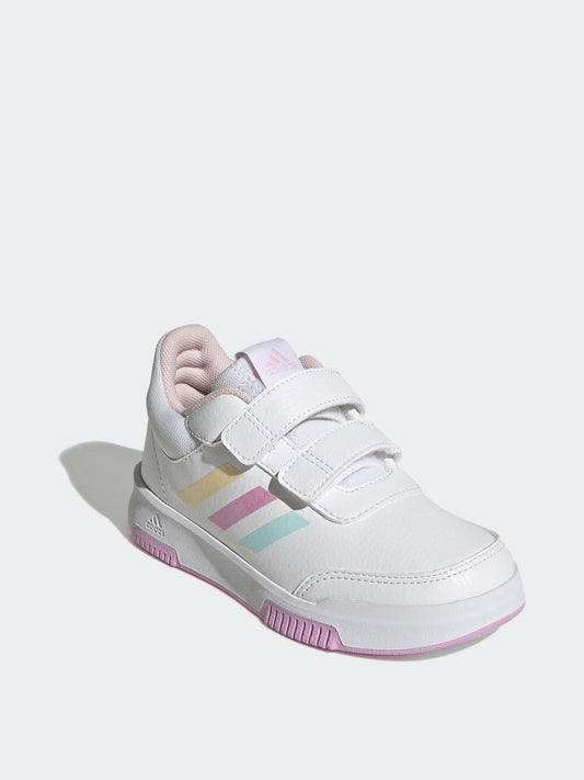 adidas White/Pink Tensaur Hook and Loop Kids Trainers image 2