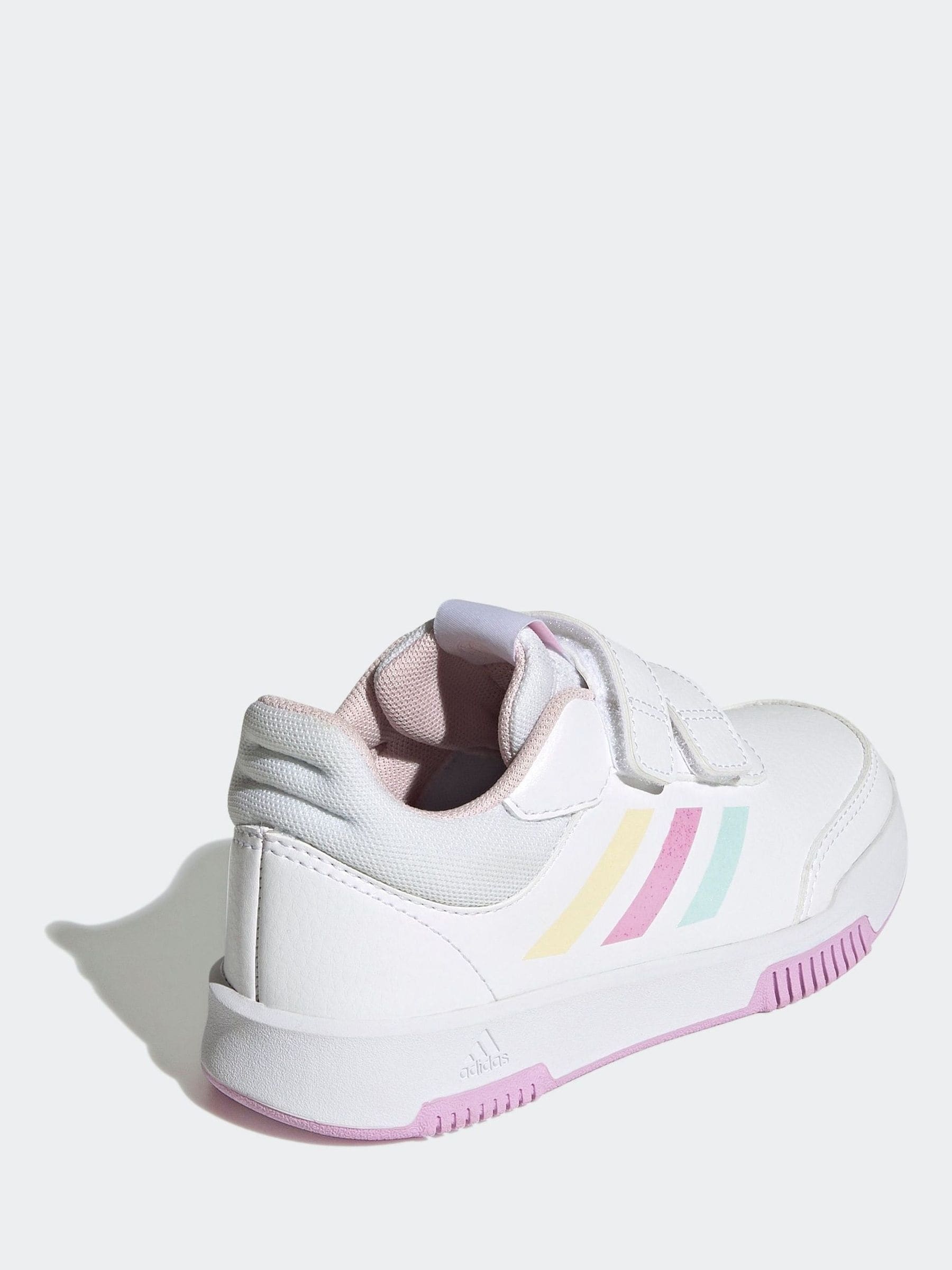 adidas White/Pink Tensaur Hook and Loop Kids Trainers image 3