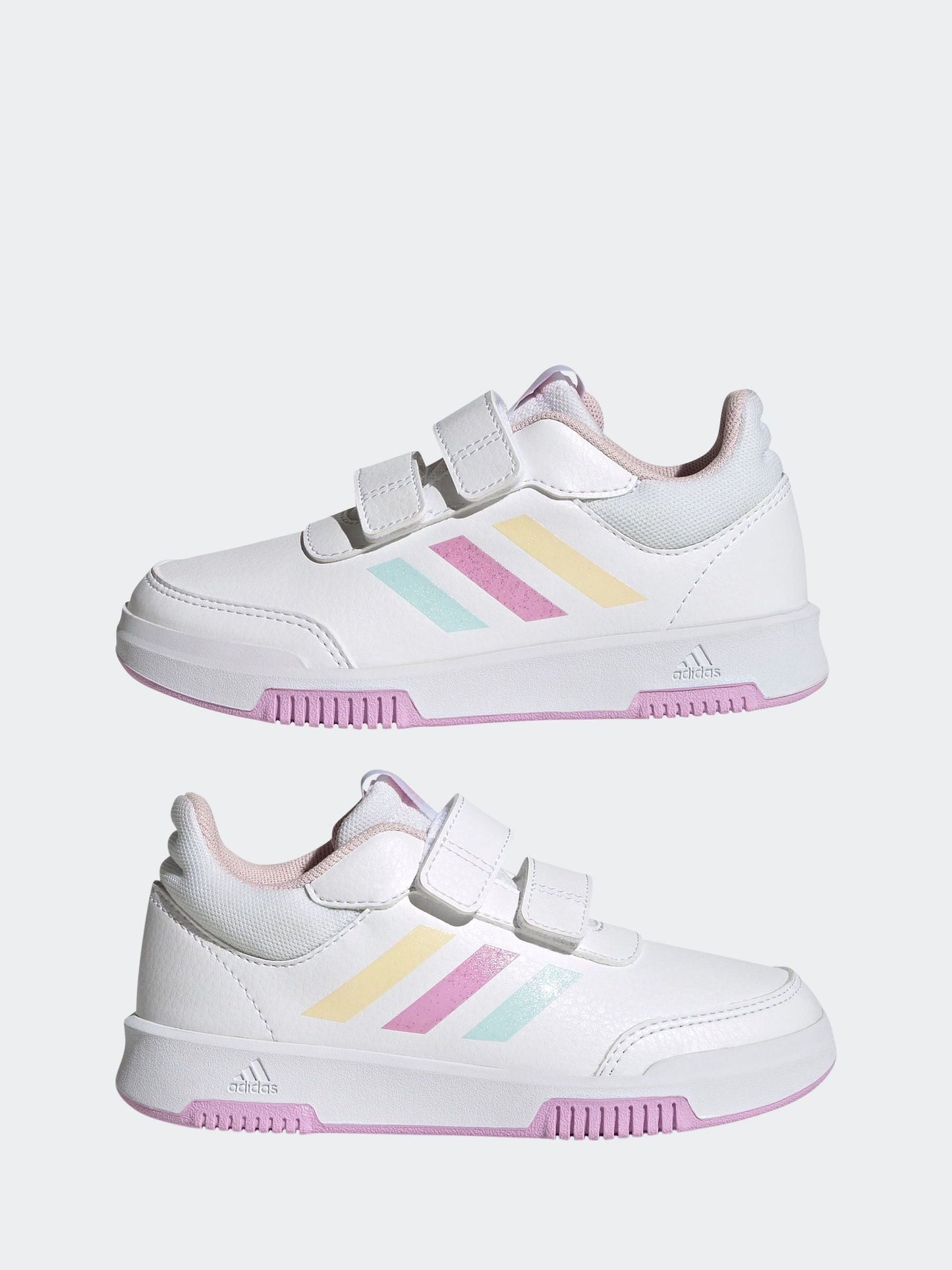 adidas White/Pink Tensaur Hook and Loop Kids Trainers image 4