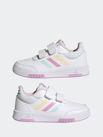 adidas White/Pink Tensaur Hook and Loop Kids Trainers image 4