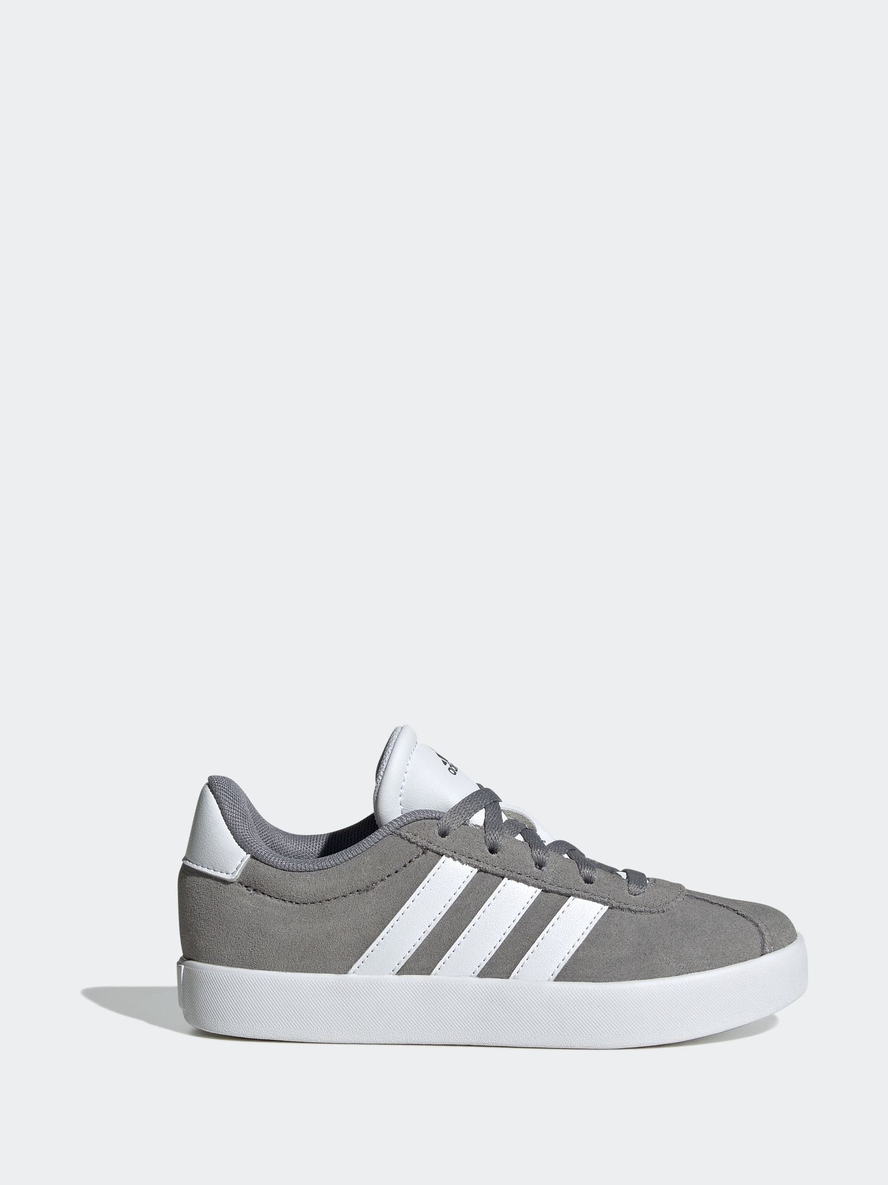 adidas Grey/White VL Court 3.0 Lace Kids Trainers image 1