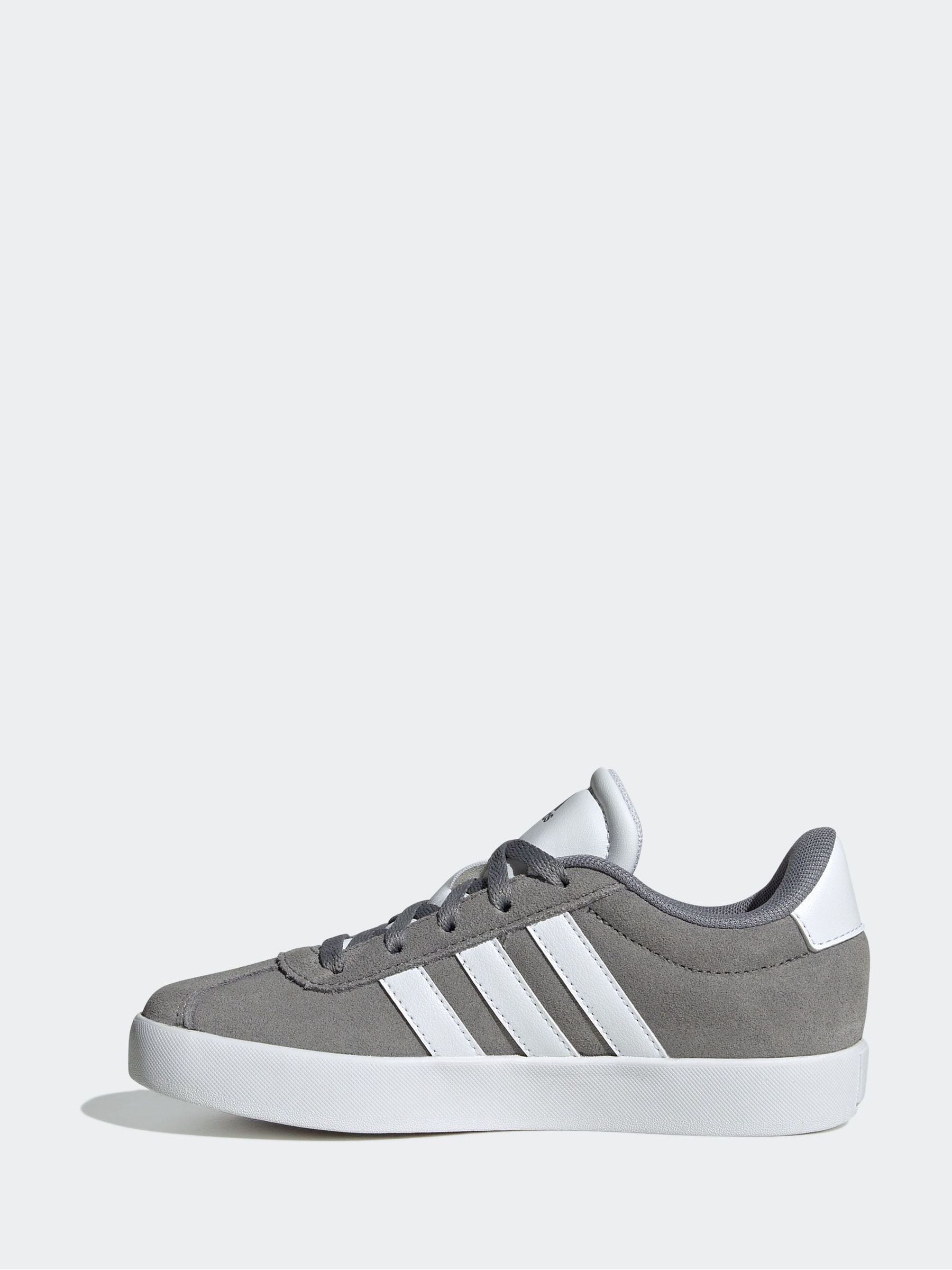 adidas Grey/White VL Court 3.0 Lace Kids Trainers image 2