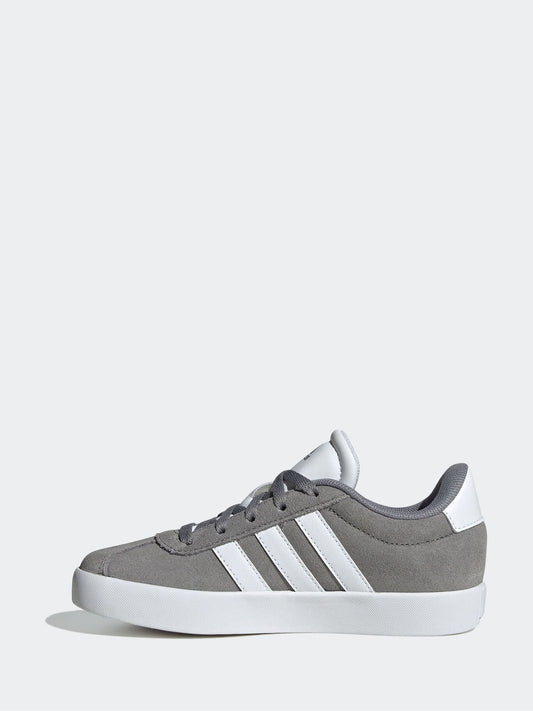 adidas Grey/White VL Court 3.0 Lace Kids Trainers image 2