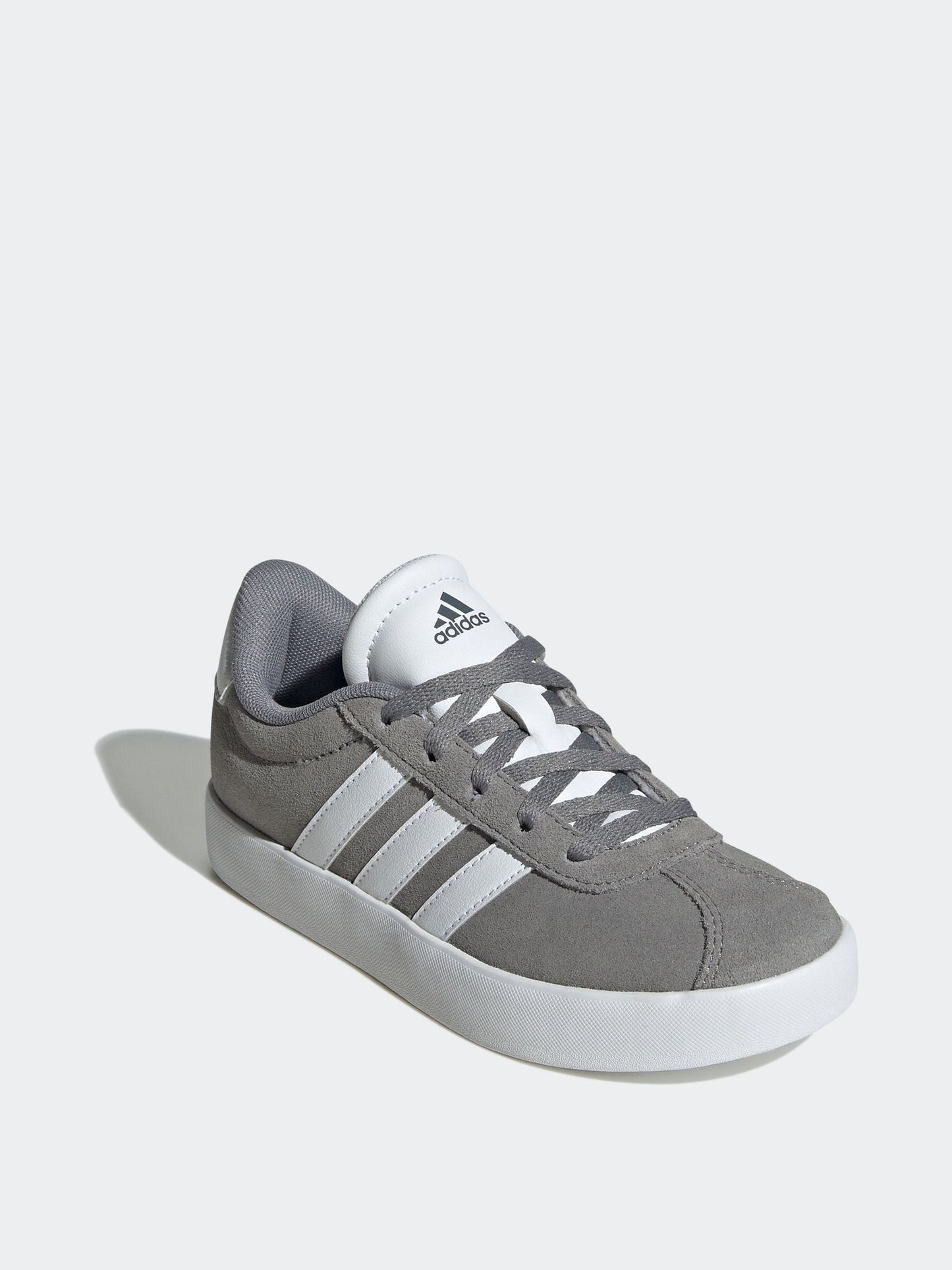 adidas Grey/White VL Court 3.0 Lace Kids Trainers image 3