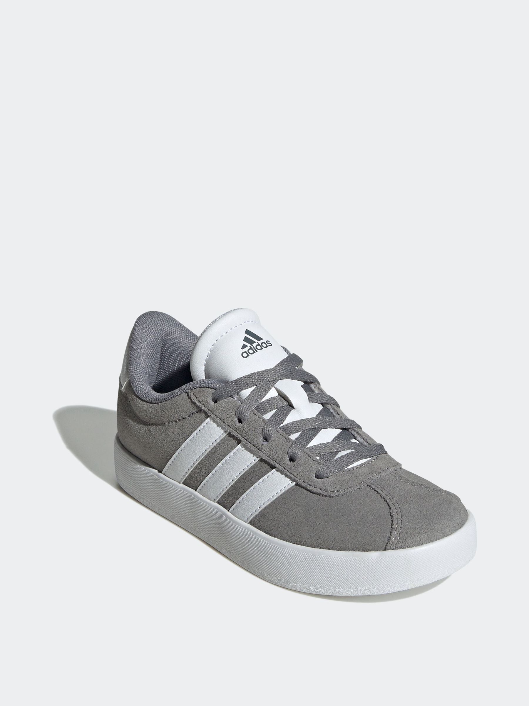 adidas Grey/White VL Court 3.0 Lace Kids Trainers image 3