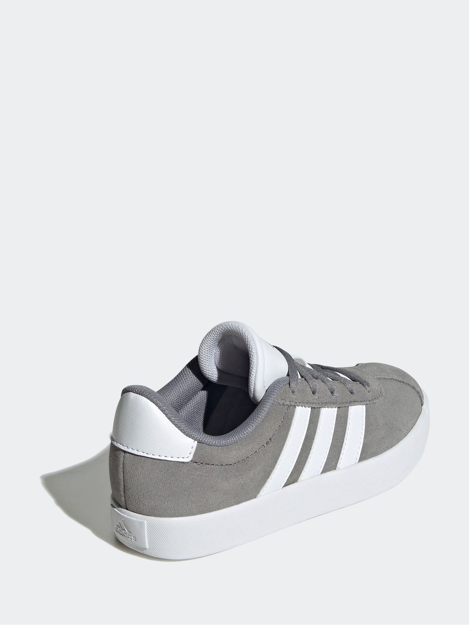 adidas Grey/White VL Court 3.0 Lace Kids Trainers image 4