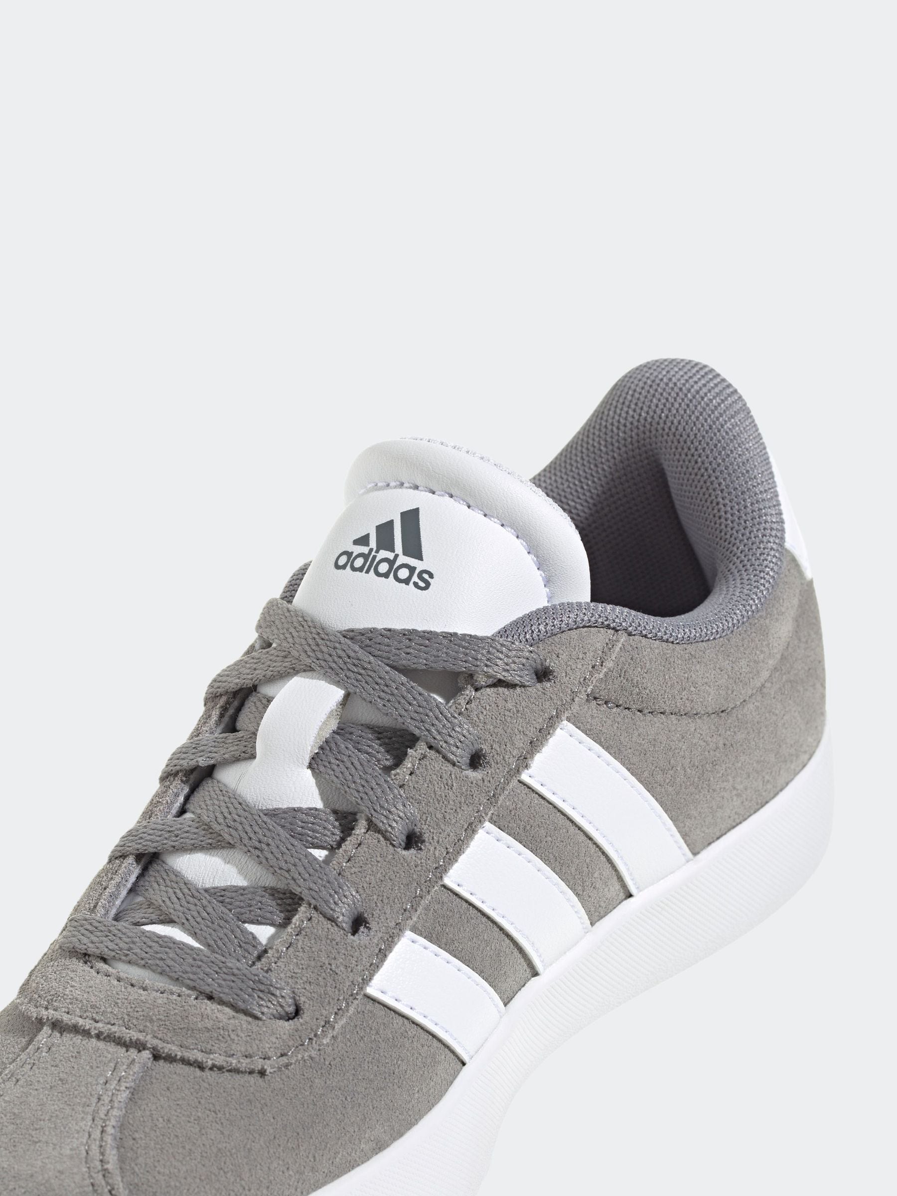 adidas Grey/White VL Court 3.0 Lace Kids Trainers image 7