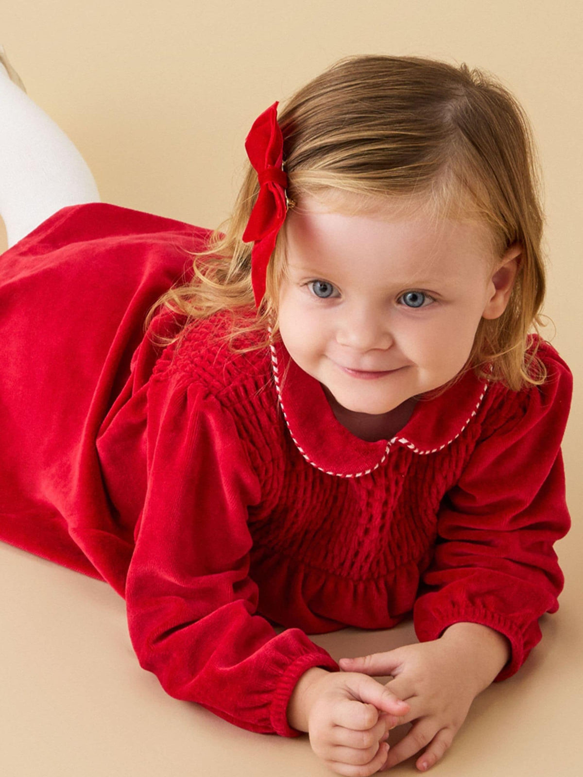 MORI Red Velour Dress & Tights Set - image 2