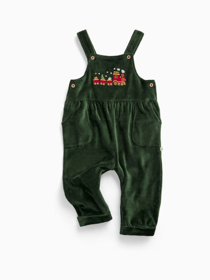 MORI Green Train Print Velour Dungarees - image 2