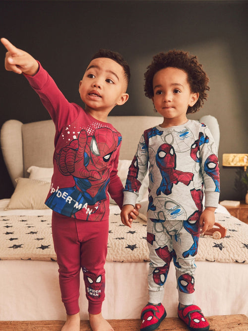 Red/Navy Spiderman Snuggle Pyjamas 2 Pack (12mths-10yrs) image 1