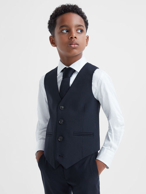 Reiss Navy Hope 9-14 yrs Modern Fit Waistcoat image 1