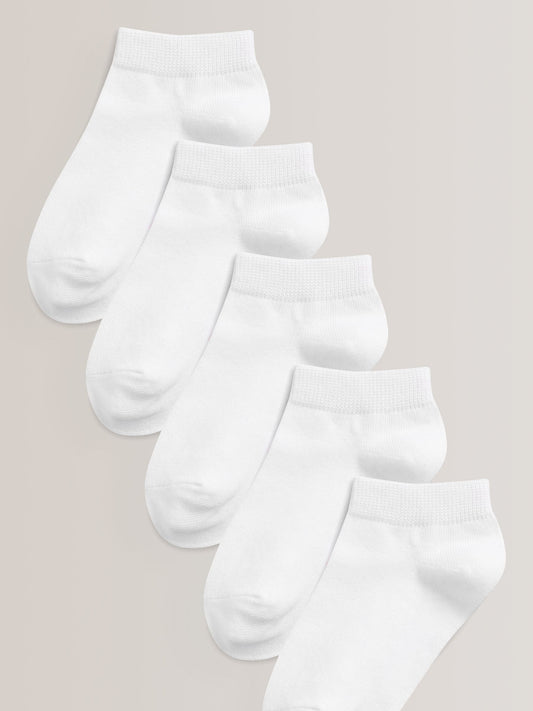 White 5 Pack Cotton Rich Trainer Socks image 1