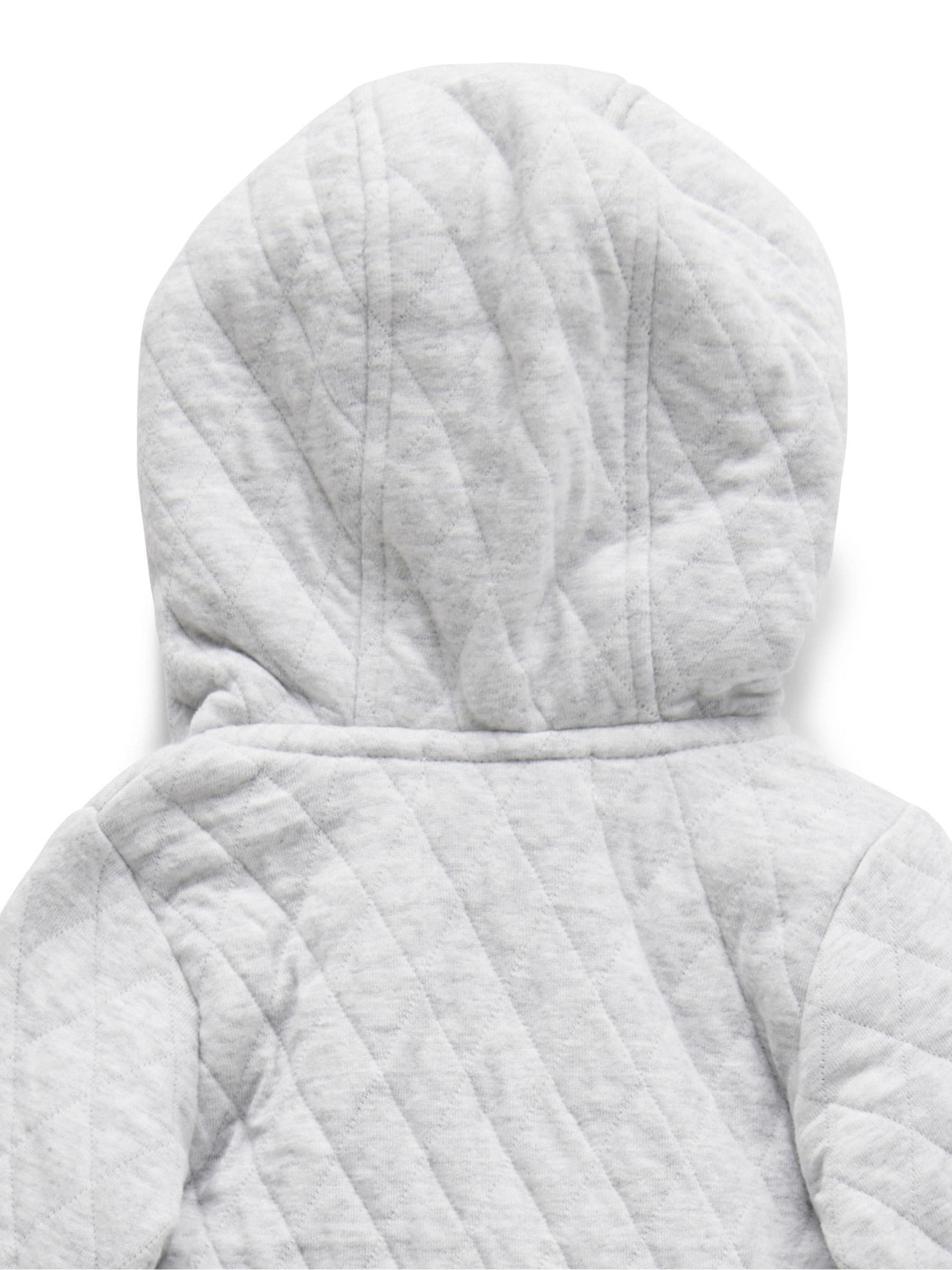 Purebaby Grey Cotton Quilted Zip Pramsuit image 3
