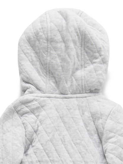 Purebaby Grey Cotton Quilted Zip Pramsuit image 3