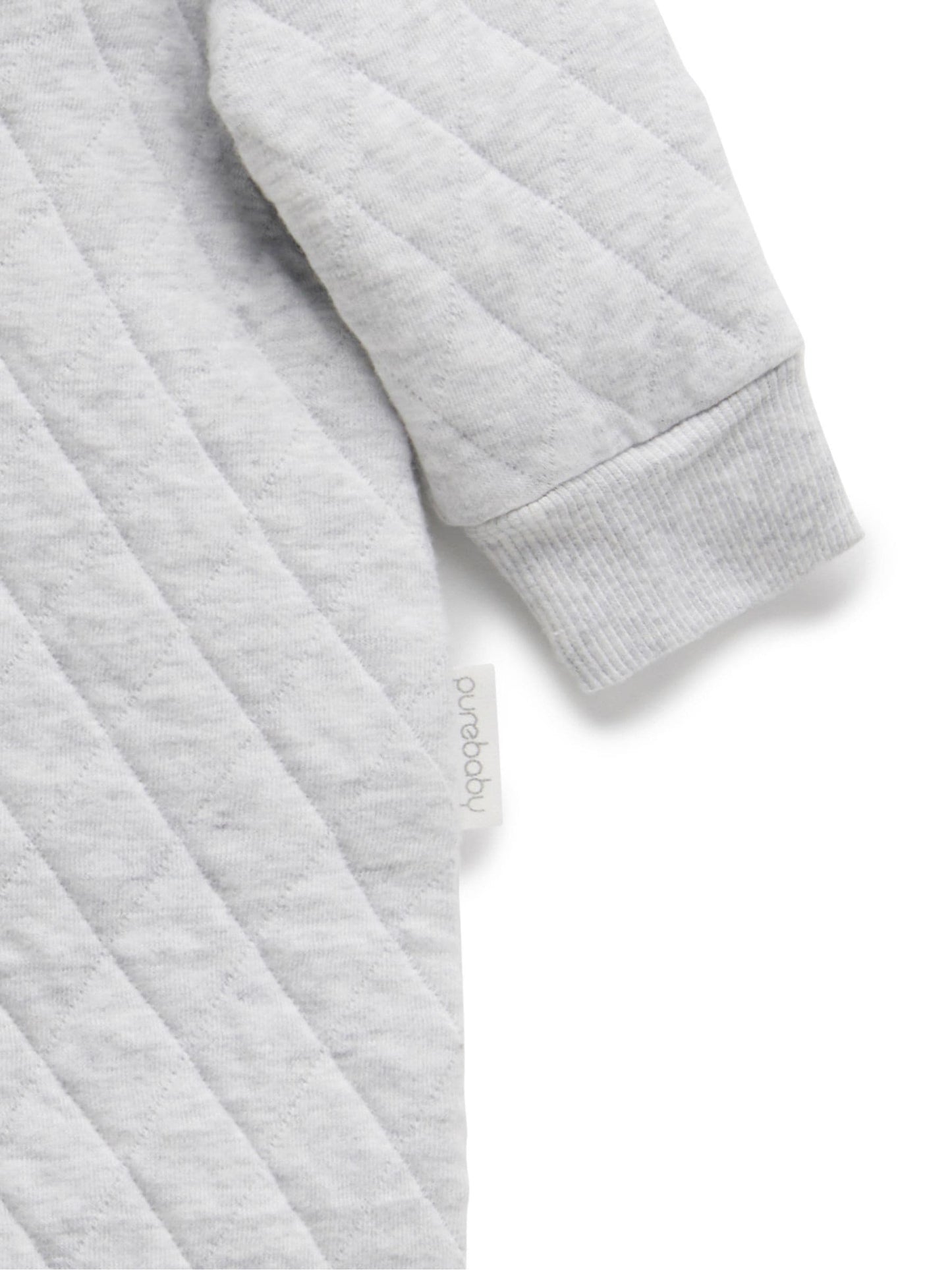 Purebaby Grey Cotton Quilted Zip Pramsuit image 4