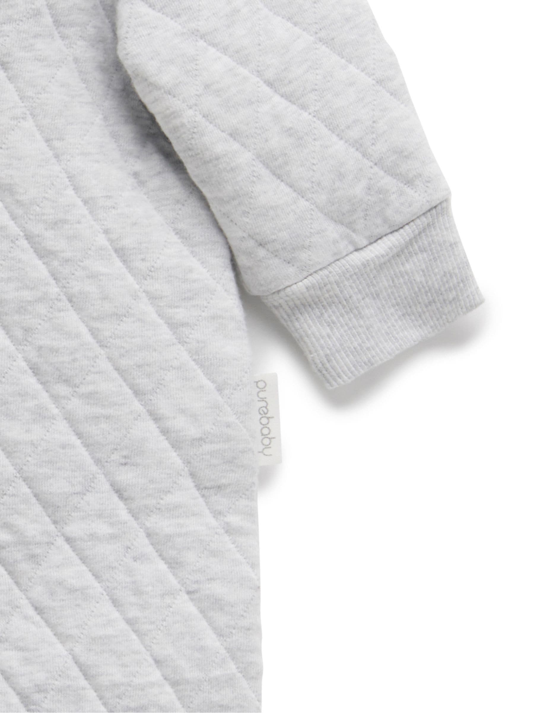 Purebaby Grey Cotton Quilted Zip Pramsuit image 4