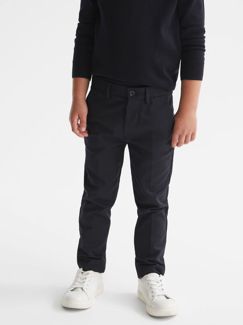 Reiss Navy Eastbury 9-14 yrs Slim-Fit Cotton-Blend Chinos image 1