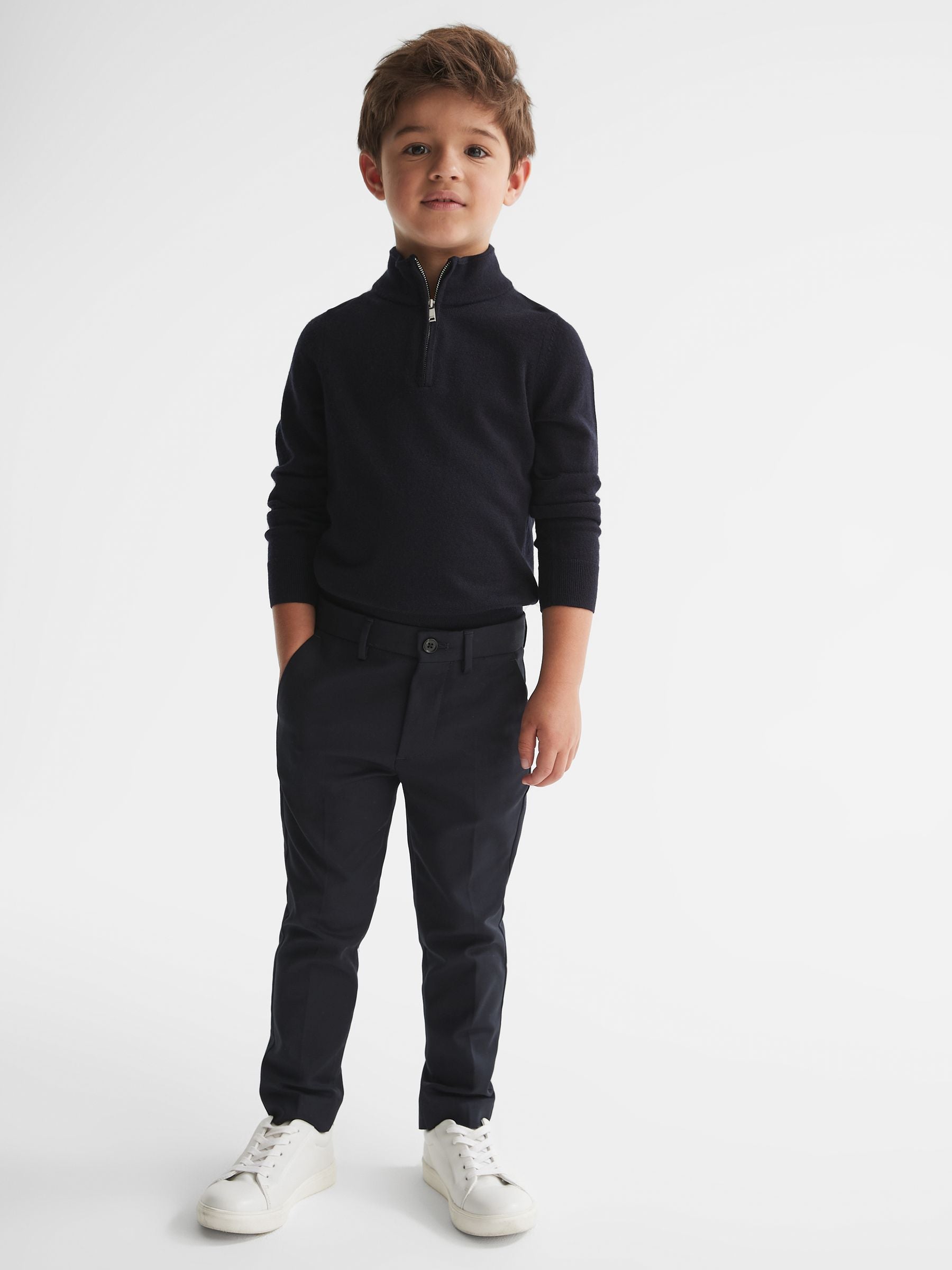 Reiss Navy Eastbury 9-14 yrs Slim-Fit Cotton-Blend Chinos image 3