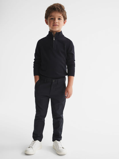 Reiss Navy Eastbury 9-14 yrs Slim-Fit Cotton-Blend Chinos image 3