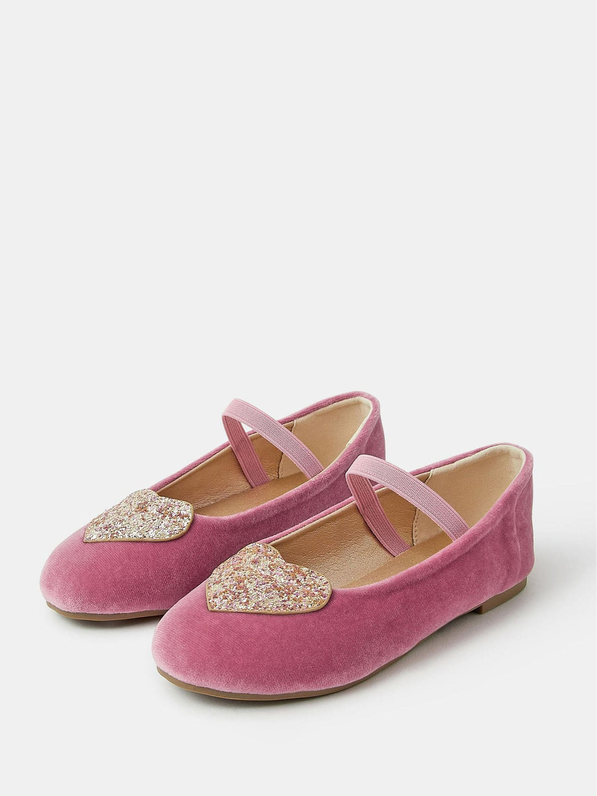 Angels By Accessorize Pink Heart Velvet Ballet Flats - image 1