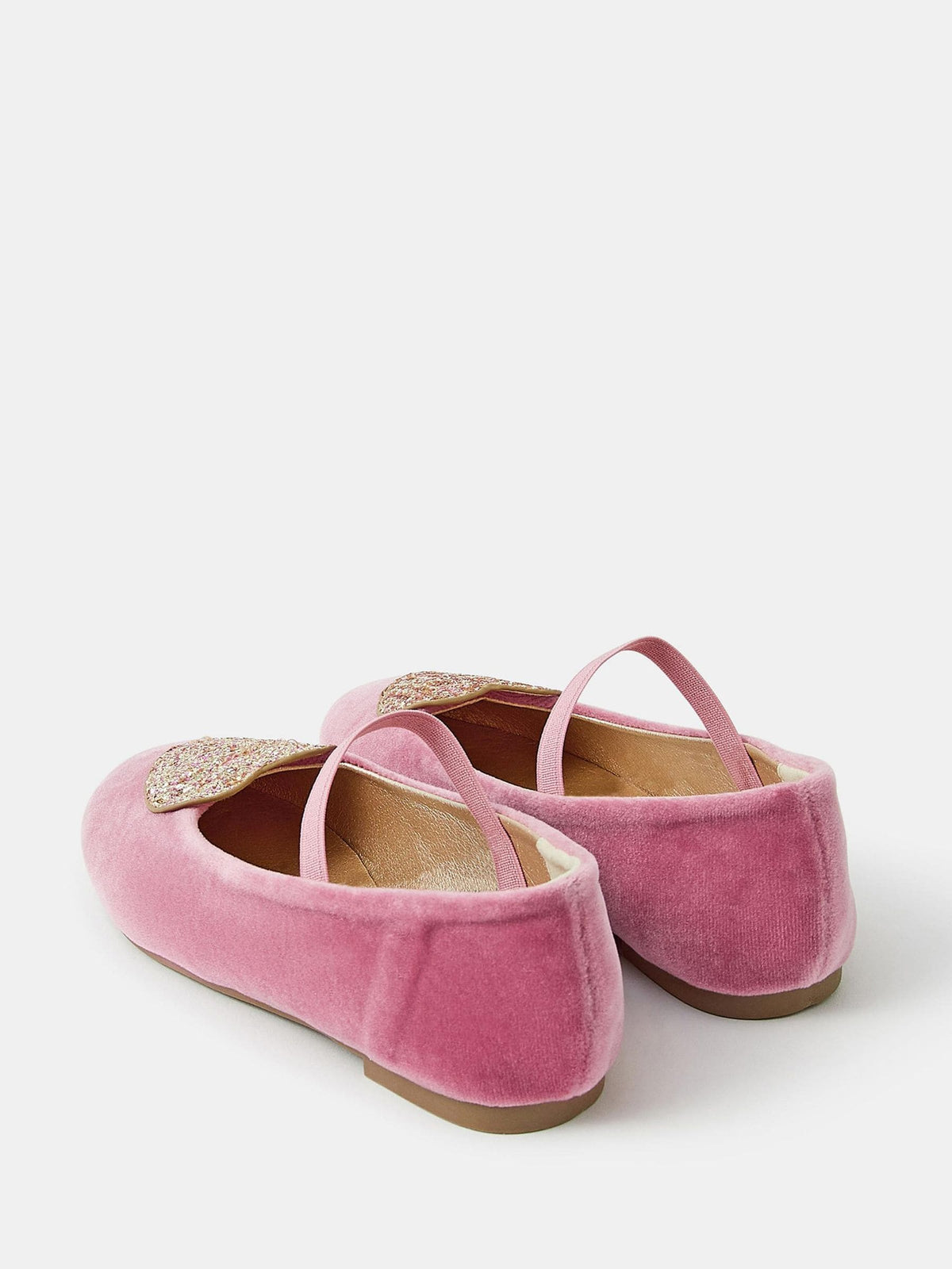 Angels By Accessorize Pink Heart Velvet Ballet Flats - image 2