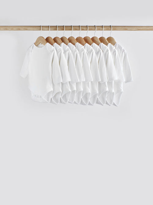 Dsiney Kidz - White 10 Pack Essential Baby Long Sleeve Bodysuits image 1