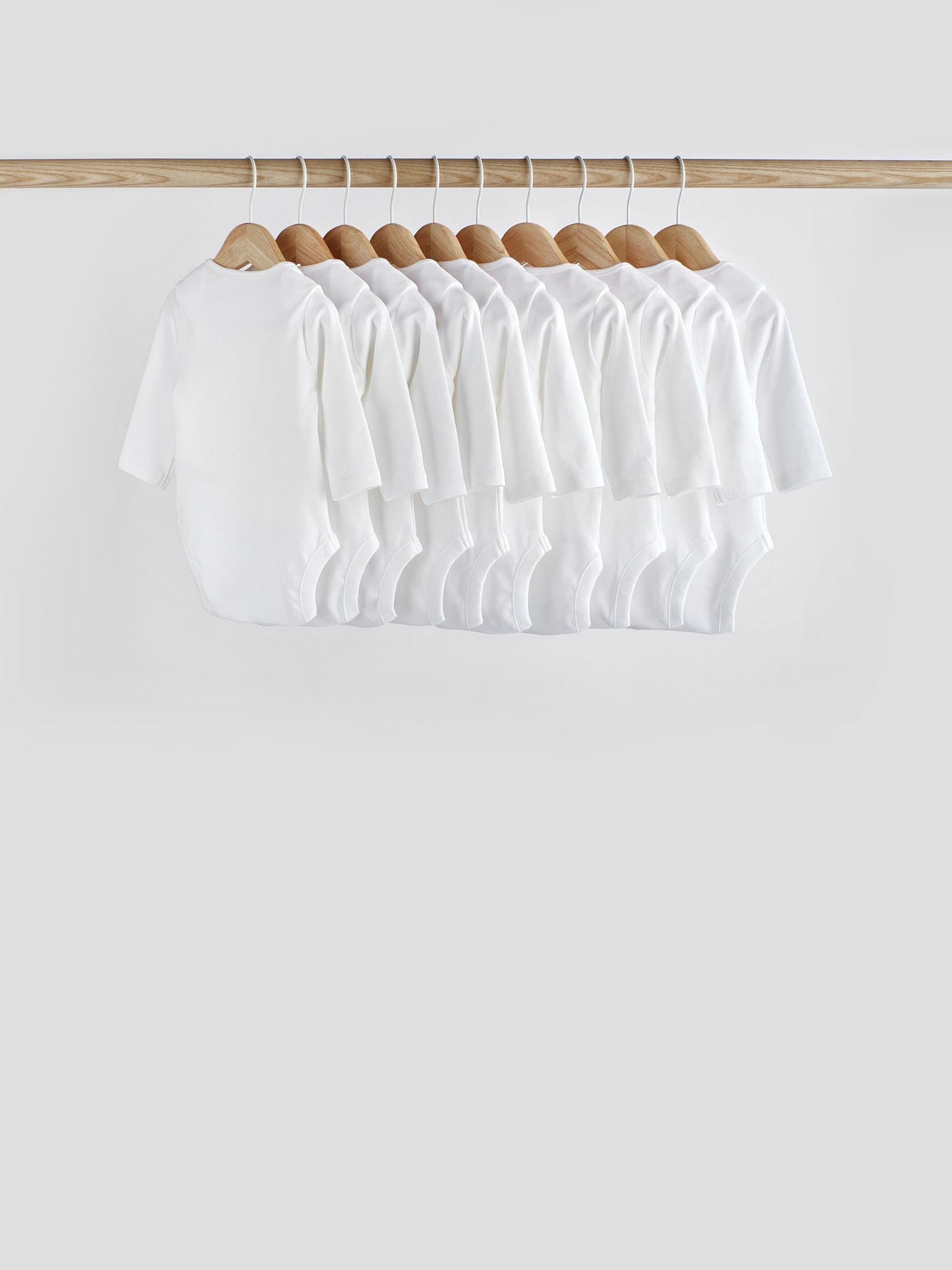 White 10 Pack Essential Baby Long Sleeve Bodysuits image 3