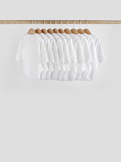 White 10 Pack Essential Baby Long Sleeve Bodysuits image 3