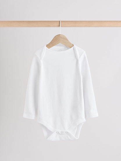 White 10 Pack Essential Baby Long Sleeve Bodysuits image 4