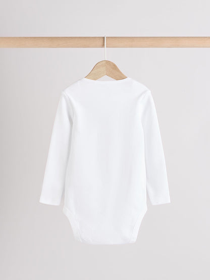 White 10 Pack Essential Baby Long Sleeve Bodysuits image 5