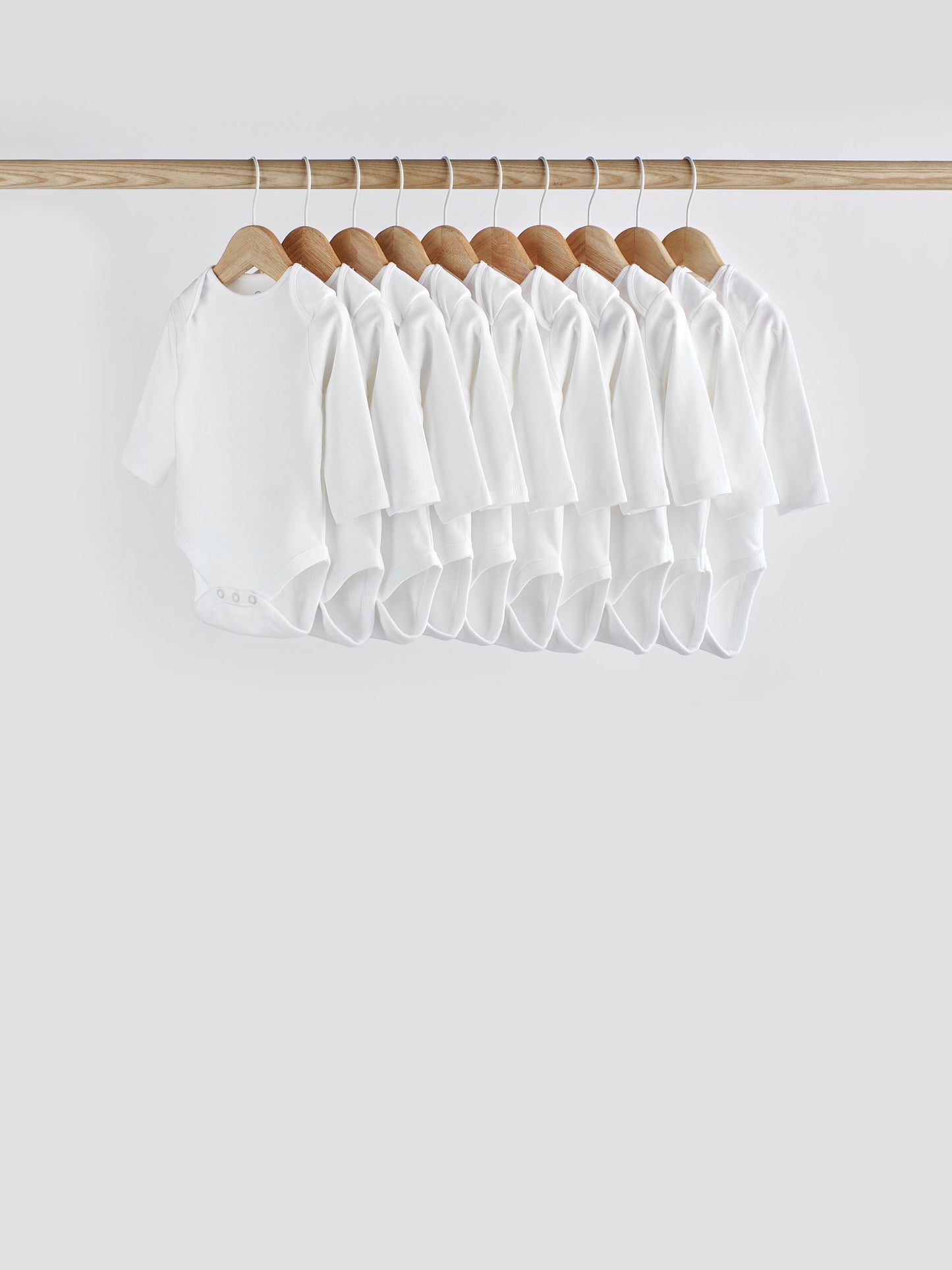 White 10 Pack Essential Baby Long Sleeve Bodysuits image 1